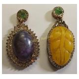 asain style pendant purple & one yellow lot of 2