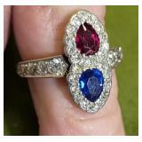 antique diamond, ruby & sapphire ring mine cut to!