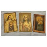 3 religious plaques st theresa, jesus, virgin mary