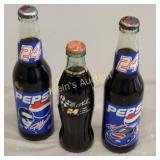 3 jeff gordon collectible bottles pepsi & cola