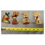 4 antique Christmas ornaments chenille Germany too
