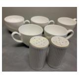 5 Wedgwood porcelain cups & Germany salt & peppers