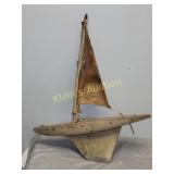 vtg wood pond yacht wood hull metal keel & weighte