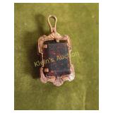 rare Victorian pendant locket w/bloodstone 14K