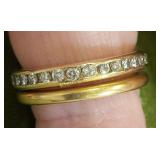antique 18K yellow gold & diamond wedding ring set