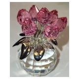 swarovski tulips rose rhodium retired in box
