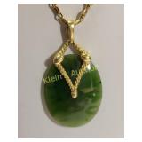 14K yellow gold necklace w/14K pendant w/jade