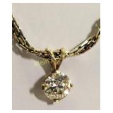 estate necklace w/14K pendant 2 1/2 carat diamond