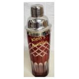 vtg MCM cocktail shaker ruby cut glass