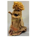 1800's folk art doll cabinet doll wood face