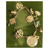 vtg 14K solid gold charm bracelet dancer, 16, 18++
