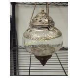 Moroccan style hanging glass lantern 19"