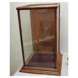 antique tiger oak display case w/glass shelves