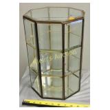 hexagonal brass & glass display vtg case beveled
