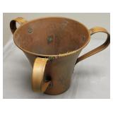 american arts & crafts copper 3 handled loving cup
