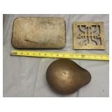 estate lot antique iron stand, oriental brass tr