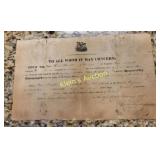 US military antique document 2/24/1829