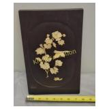 antique lacquered wood asain panel bone carving