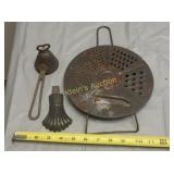 antique metal ware kitchen lot, ice cream scoop ++
