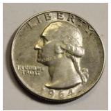 1964D silver quarter EF nice! Washington