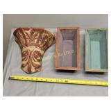 large ceramic wall planter vase  & 2 wood planters