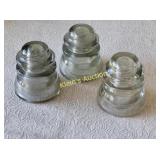glass insulators lot of 3  whitall, tatum
