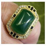 vtg jade faux ring w/ accents asian sz 7