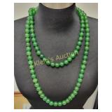 jade ? vintage beaded necklace 54" Beauty