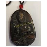 jade? or carved stone pendant  Guanyin necklace