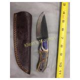 custom fixed blade skinning knife w/sheath