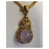 amethyst & white sapphires sterling pendant w/ chn