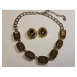 vtg bijoux terner collar necklace & faux earrings