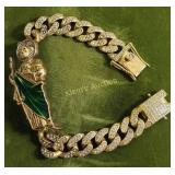 gold plate saint Judas cuban link chain bracelet