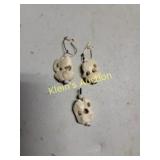 chinese? carved bone pierced earrings & pendant