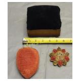 antique pin cushions lot of 3 mahogany too!