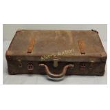 antique leather suit case train or stage coach