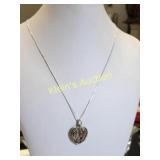sterling heart pendant Italy & 18' sterling chain