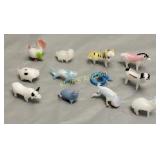 set of 12 peking glass zodiak figurines w/orig box