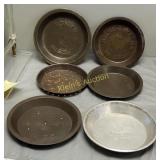 antique tin pie tins 8' & 9' vented 6 x bid