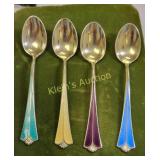 guilloche enamel sterling & gold wash spoons by
