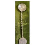 rare double coin silver spoon 1892 & 1865 chile co
