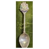 vtg sterling silver Barbados enamel spoon