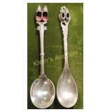 antique vtg pair of silver plated dutch spoons