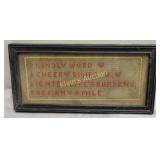 antique punched paper sampler 4" x 8" Nice