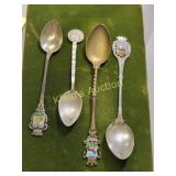 lot of 4 coin silver spoons souvenir  4 x bid