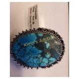 Turquoise syn german silver ring sz 6