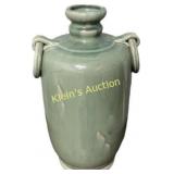 Celadon Tall Vase Chinese style w/applied decor