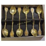 vtg Italian gold wash spoons demitasse 6 orig bx