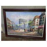 oil painting signed Parisian Street Scene