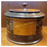 vtg hand made & hand turned wood lidded box jar